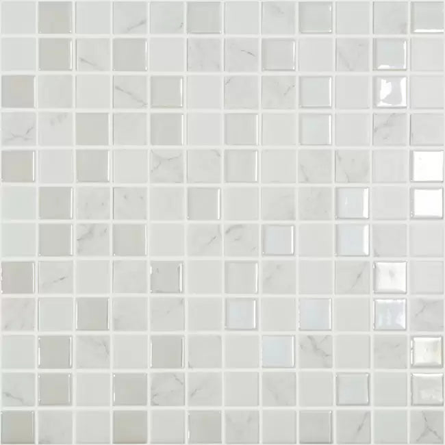 Modern 1X1 COLD Gray White Glossy and Matte Glass Mix Mosaic Tile