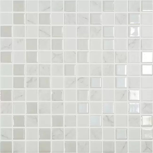 Modern 1X1 COLD Gray White Glossy and Matte Glass Mix Mosaic Tile