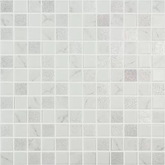 Modern 1X1 Frost Gray White Glossy and Matte Glass Mix Mosaic Tile