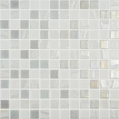 Modern 1X1 Polar Gray White Glossy and Matte Glass Mix Mosaic Tile