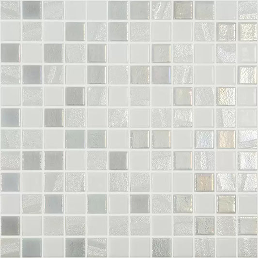 Modern 1X1 Polar Gray White Glossy and Matte Glass Mix Mosaic Tile