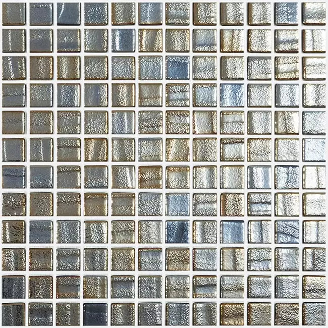 Modern 1X1 Squares Aqua Black Glass Glossy Mosaic Tile - B2C TILE OUTLET