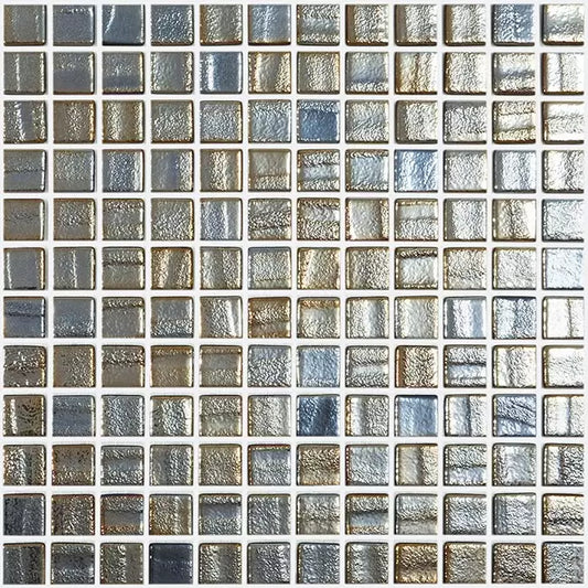 Modern 1X1 Squares Aqua Black Glass Glossy Mosaic Tile