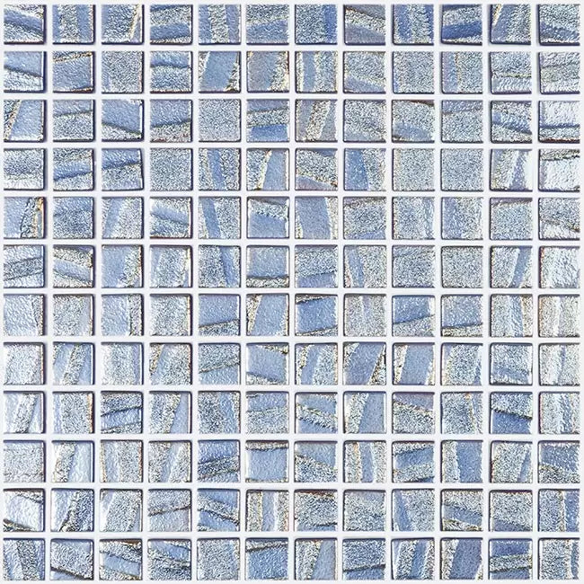Modern 1X1 Squares Aqua Dark Blue Glass Glossy Mosaic Tile