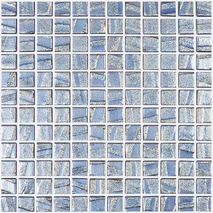 Modern 1X1 Squares Aqua Dark Blue Glass Glossy Mosaic Tile