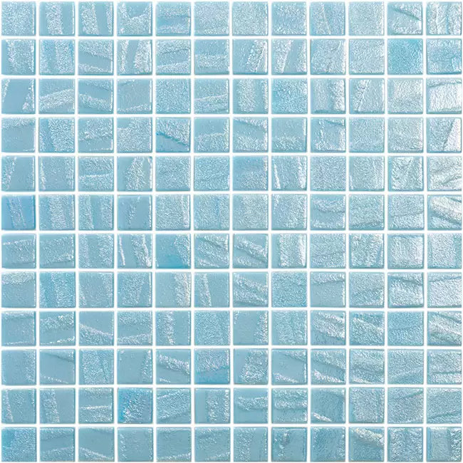 Modern 1X1 Squares Aqua Light Blue Glossy Glass - Aqua Fire Mosaic Tile