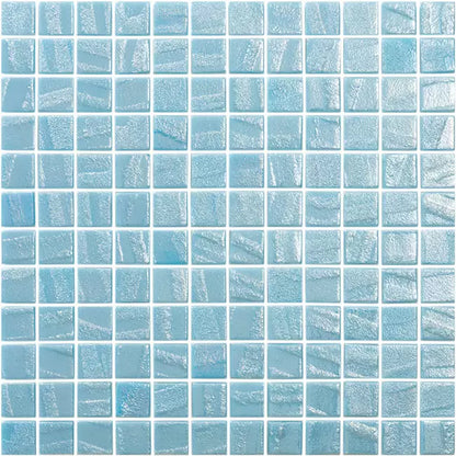 Modern 1X1 Squares Aqua Light Blue Glossy Glass - Aqua Fire Mosaic Tile