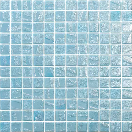 Modern 1X1 Squares Aqua Light Blue Glossy Glass - Aqua Fire Mosaic Tile