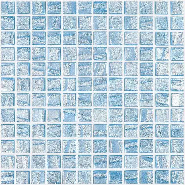 Modern 1X1 Squares Aqua Light Blue Glass Glossy Mosaic Tile