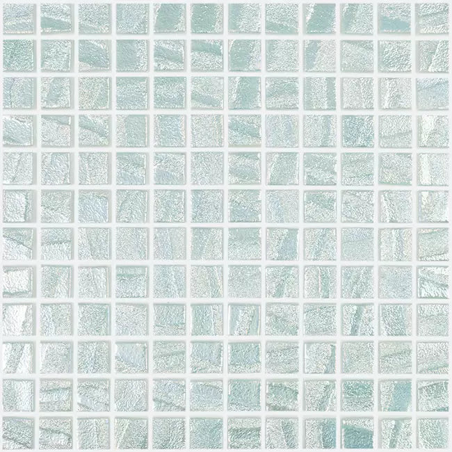 Modern 1X1 Squares Aqua Light Green Glass Glossy Mosaic Tile