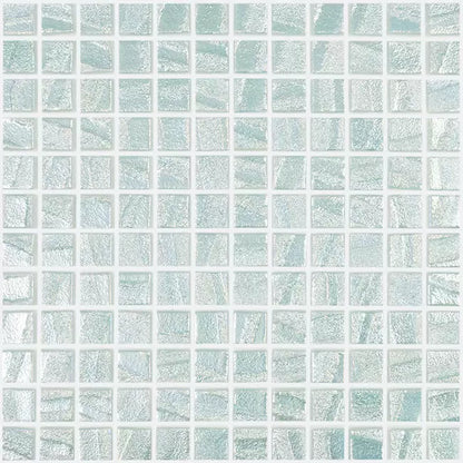 Modern 1X1 Squares Aqua Light Green Glass Glossy Mosaic Tile