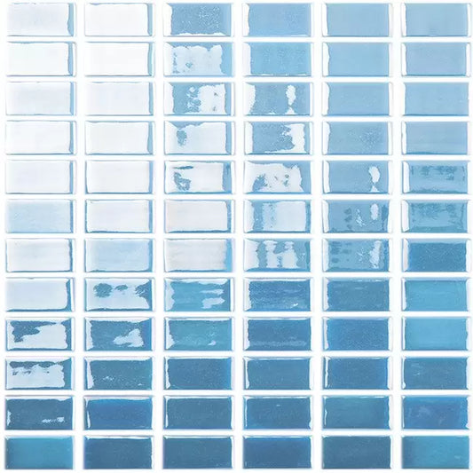 Modern 1x2 Rectangles Foto1 Blue Glow in the Dark Glossy Glass Mosaic Tile