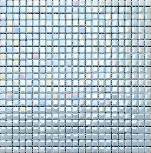 Modern .5X.5 Squares FOTOLUMINI2- 1/2 Fireglass#2 Light Blue Green  Glow In The Dark Glossy Glass - 107 Mosaic Tile