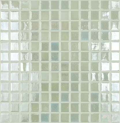 Modern 1X1 Squares FOTOLUMI4 Fireglass#4 Pearl Blue Glows Glossy Glass - 412 Mosaic Tile