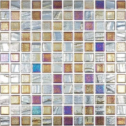 Modern 1X1 Squares FUSION BLACK Aqua Black Glossy Glass -  Mosaic Tile