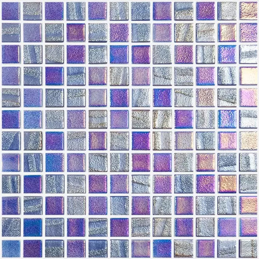 Modern 1X1 Stacked Squares FUSION DARK BLU Glossy Glass - 555 Mosaic Tile