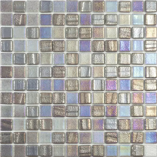Modern 1X1 Squares FUSION GREY Aqua Grey Glossy Glass - Mosaic Tile