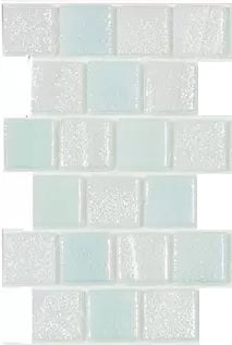 Modern 1X1 Squares FUSION WHITE T Staggered Aqua White Glossy Glass - Mosaic Tile
