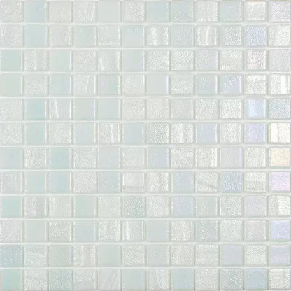 Modern 1X1 Squares FUSION WHITE Aqua White Glossy Glass - Mosaic Tile