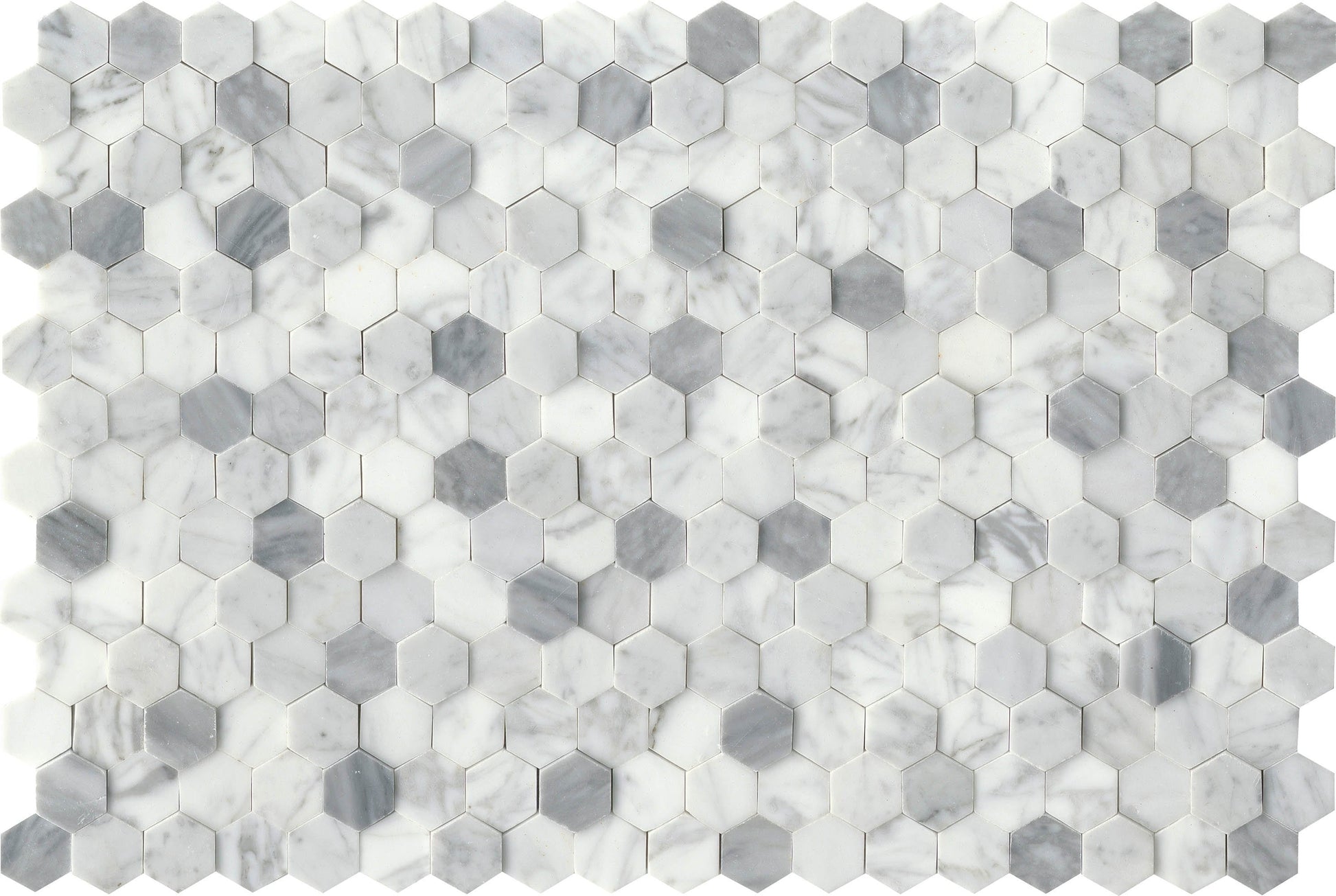 Modern White Gray Groutless Hexagon Marble Mosaic Tile B2C-LINKWH1218MHX - B2C TILE OUTLET