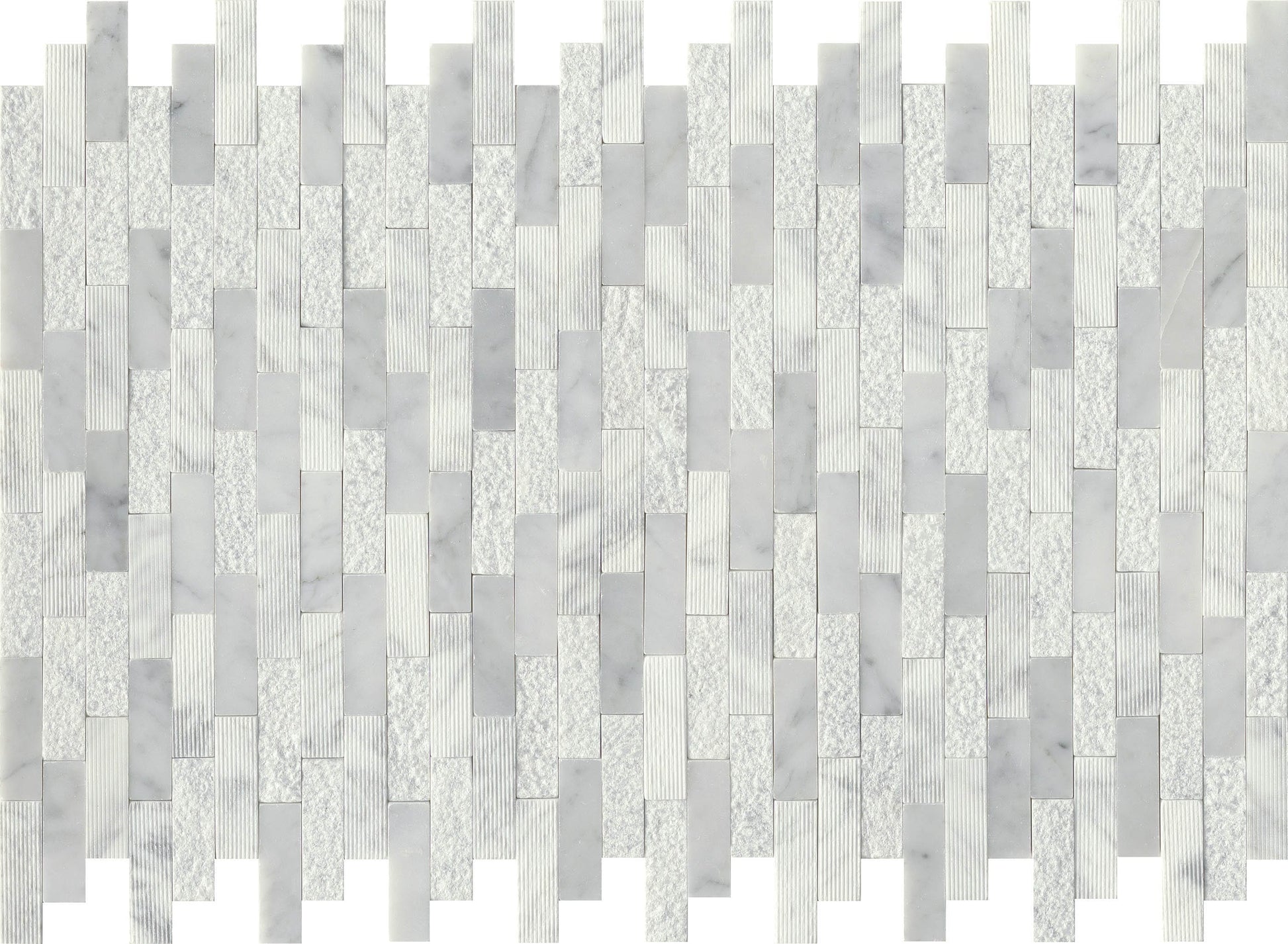 Modern White Gray Groutless Stack Stone Marble Mosaic Tile B2C-LINKWH1218MOL - B2C TILE OUTLET