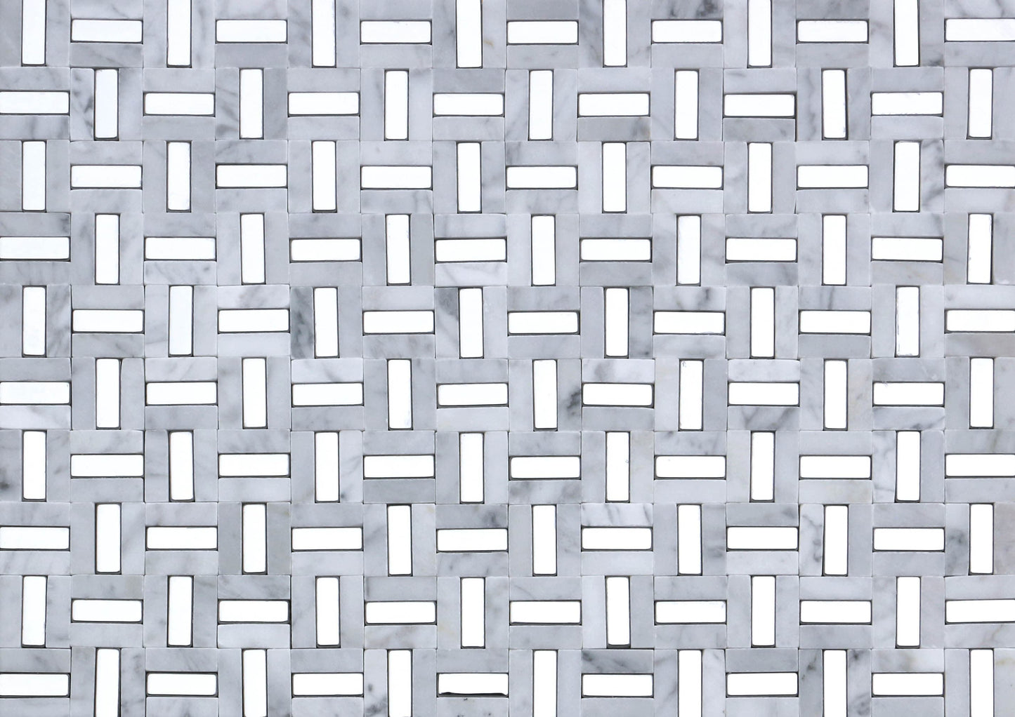 Modern Gray Silver White Groutless Linear Marble Mosaic Tile B2C-LINKWHSI1217MPAV2