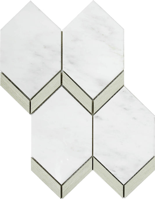 Modern White Beige forward chevron Marble Mosaic Tile B2C-INTRFA1115MPK