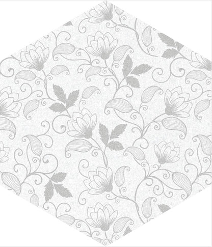 Modern 9X10 Gray White Black Floral Porcelain Field Tile B2C-BAUHFL0910HX