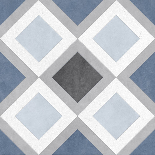 Modern 9X9 Blue Gray White Diamond Porcelain Mosaic Tile B2C-DESISK0909V2