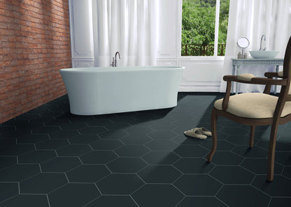 Modern 11X13 Black Hexagon Porcelain Matte Mosaic Tile B2C-RHYTHXBK1113