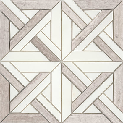 Modern 12X12 Cream Cross Pattern Polished Marble Mosaic Tile B2C-ALLUCR1212MCA