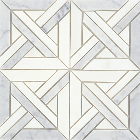 Modern 12X12 Silver Cross Pattern Polished Marble Mosaic Tile M05ALLUSI1212MCA
