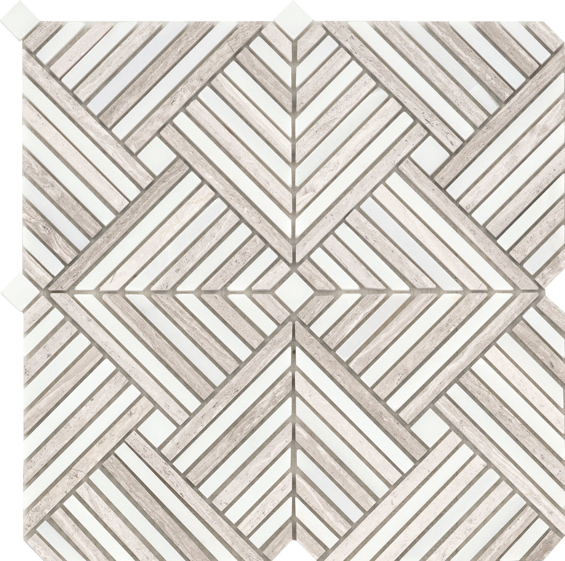 Modern 12X12 Cream Cross Pattern Polished Marble Mosaic Tile B2C-ALLUCR1212MPL - B2C TILE OUTLET