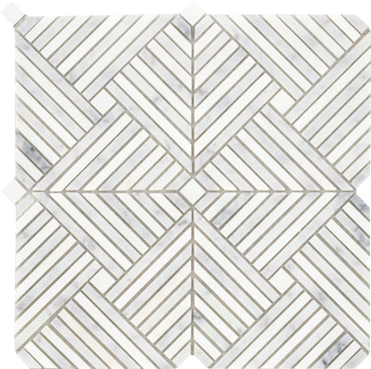 Modern 12X12 Silver Cross Pattern Polished Marble Mosaic Tile B2C-ALLUSI1212MPL - B2C TILE OUTLET