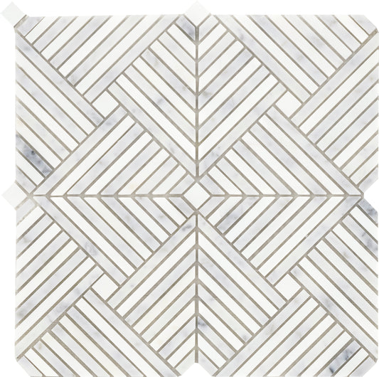 Modern 12X12 Silver Cross Pattern Polished Marble Mosaic Tile B2C-ALLUSI1212MPL