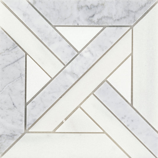 Modern 9X9 Silver Cross Pattern Polished Marble Mosaic Tile B2C-ALLUSI0909MCA