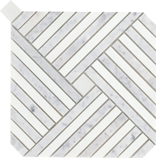 Modern 9X9 Silver Cross Pattern Polished Marble Mosaic Tile B2C-ALLUSI0909MPL