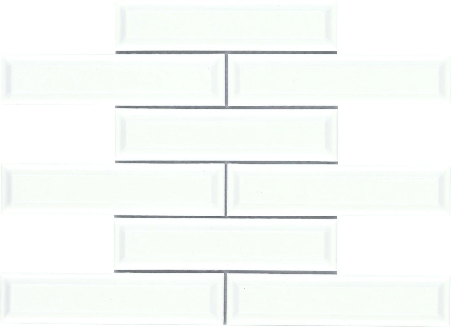 Modern 2X5.5 White 3D Beveled Subway Glossy Ceramic Mosaic Tile B2C-KINEWH1112MBV - B2C TILE OUTLET