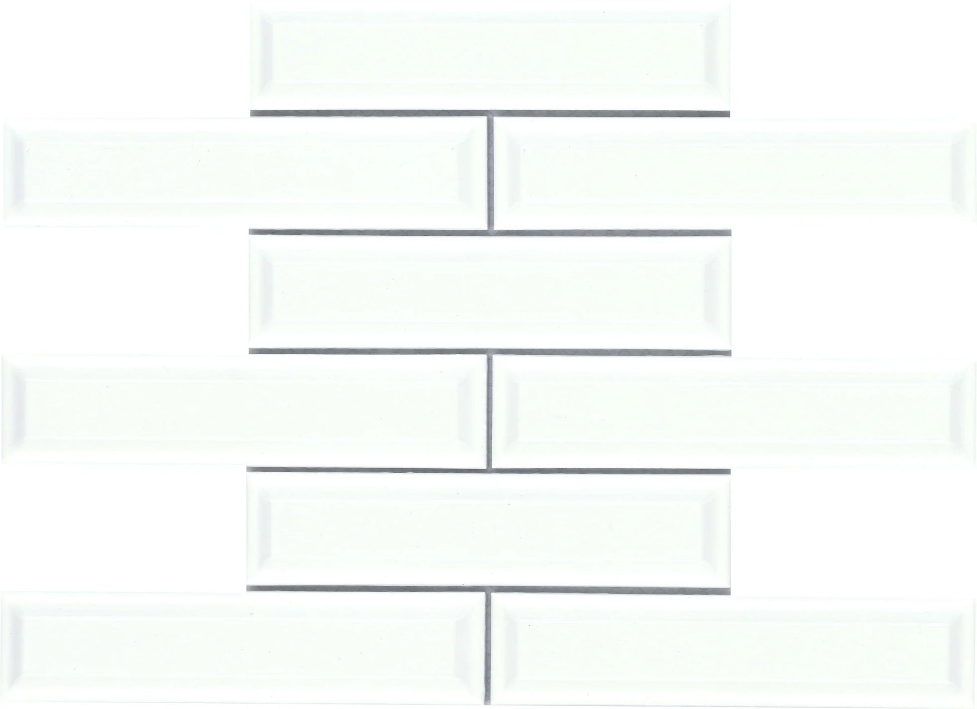 Modern 2X5.5 White 3D Beveled Subway Glossy Ceramic Mosaic Tile B2C-KINEWH1112MBV - B2C TILE OUTLET