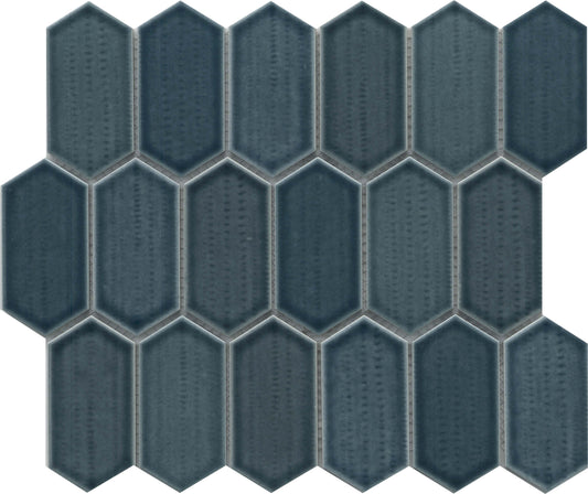 Modern 2X3 Navy Blue Hexagon Picket Glossy Porcelain Mosaic Tile B2C-OMNINA1012MPKP