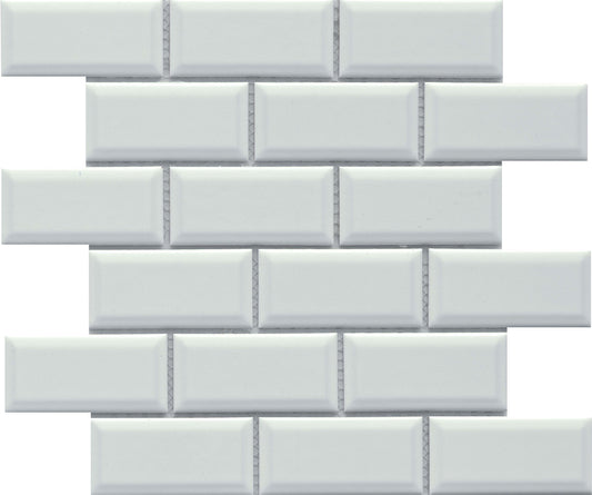 Classic 2X4 White Beveled Subway Glossy Porcelain Mosaic Tile B2C-REWAWH1112MBV