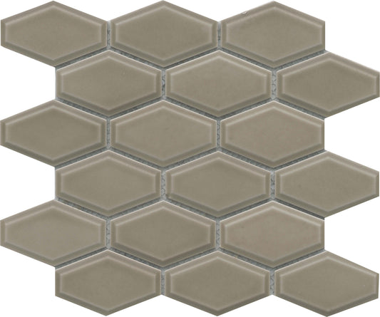 Classic 4" Gray Brown Subway Hexagon Glossy Porcelain Mosaic Tile B2C-REWATA1011MHW