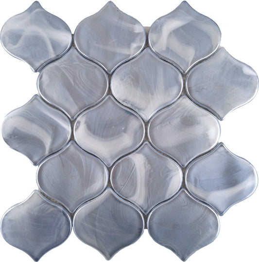 Modern 3" Blue Arabesque Satin Glass Mosaic Tile B2C-SPLABL1010MAR