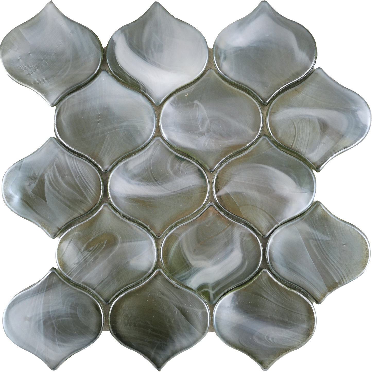 Modern 3" Green Arabesque Satin Glass Mosaic Tile B2C-SPLAMO1010MAR - B2C TILE OUTLET