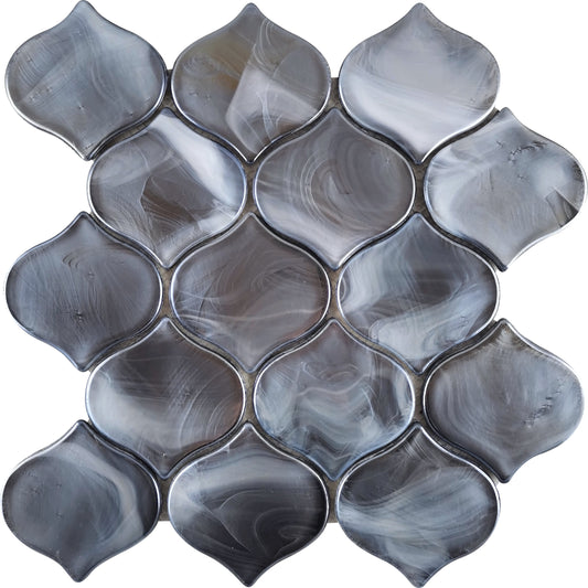 Modern 3" Silver Arabesque Satin Glass Mosaic Tile B2C-SPLASI1010MAR