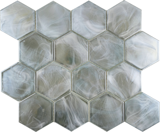 Modern 3" Green Hexagon Glossy Glass Mosaic Tile B2C-SPLAMO1113MH3