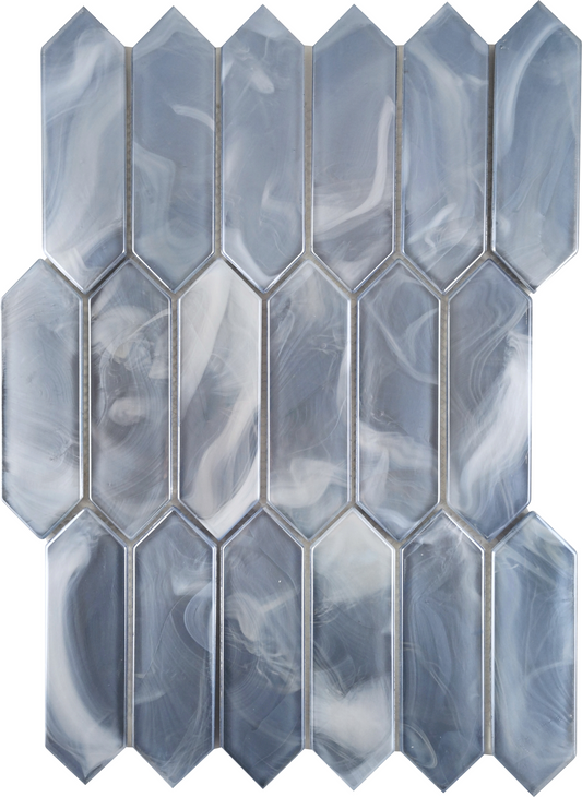 Modern 1.5X4.5 Blue Picket Satin Glass Mosaic Tile B2C-SPLABL1014MPK