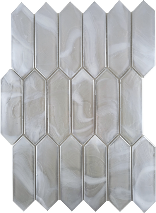 Modern 1.5X4.5 Silver Picket Satin Glass Mosaic Tile B2C-SPLASI1014MPK