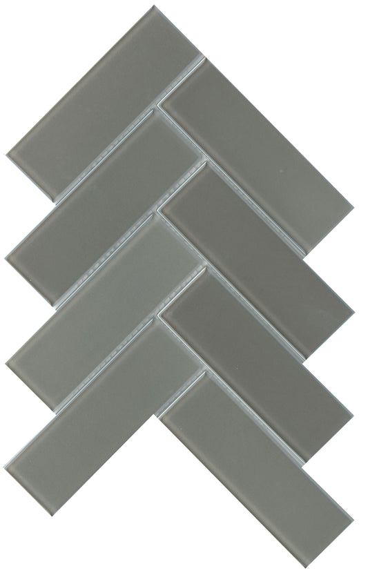 Modern 2X4 Dark Gray Herringbone Iridescent Glass Mosaic Tile B2C-IRISHU1011MO